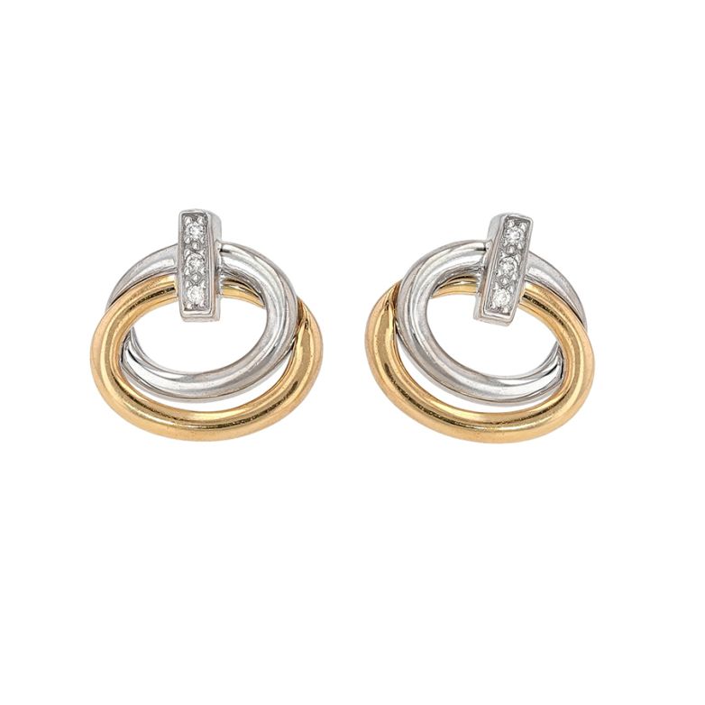 Boucles d'oreilles diamants 0.01 carat 2 ors 2.94g Comme neuf -  reconditionné disponible sur Gemme Les Bijoux